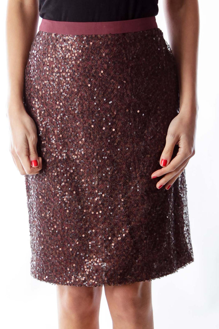 Burgundy Sequin Shift Skirt