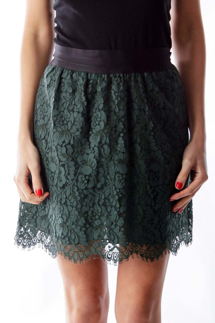 Forest Green Lace Skirt