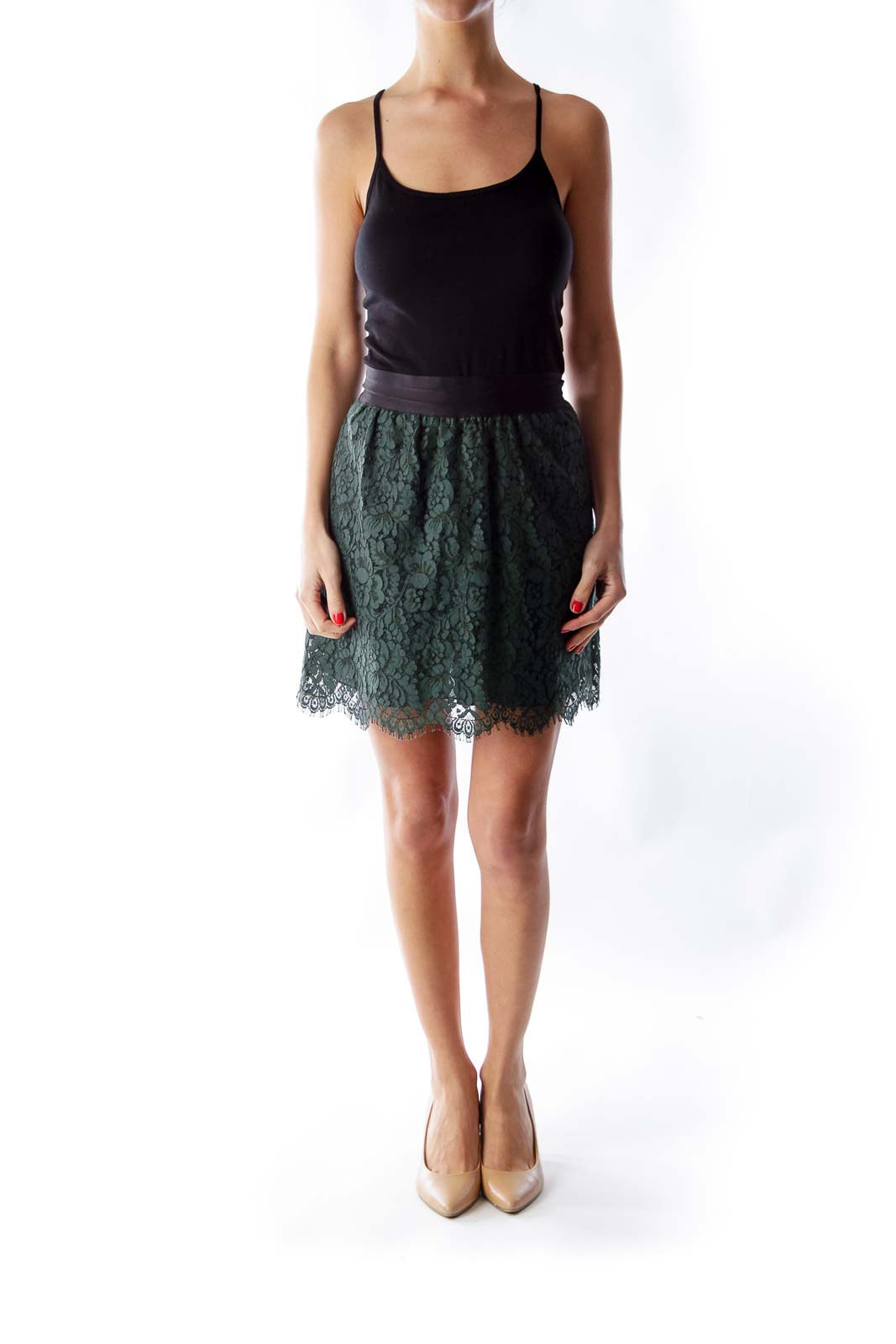 Forest Green Lace Skirt