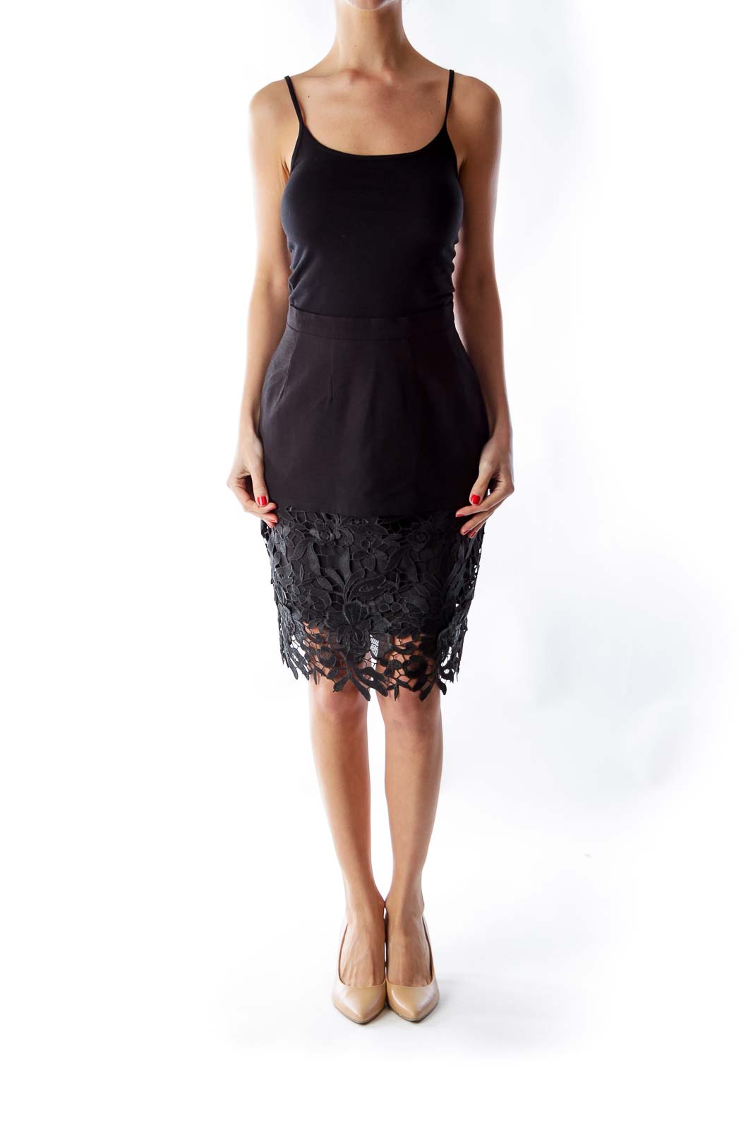 Black Peplum Lace Skirt