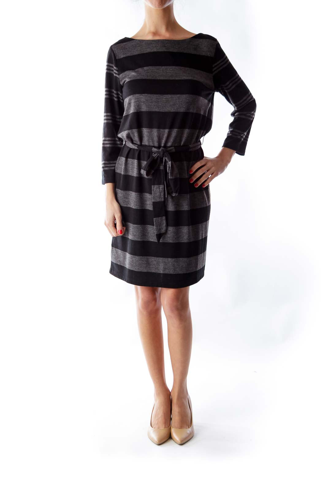 Black & Gray Stripe Dress