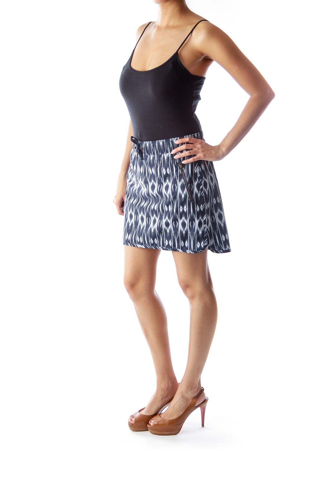 Navy & White Print Sport Skirt