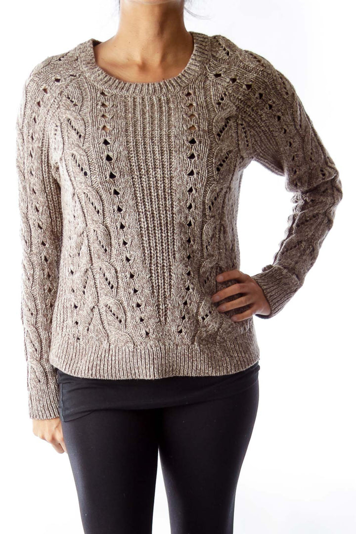 Brown Cable Knit Sweater