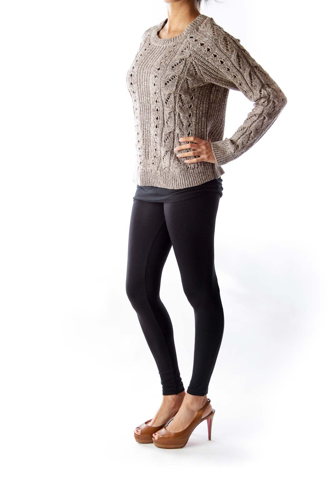 Brown Cable Knit Sweater