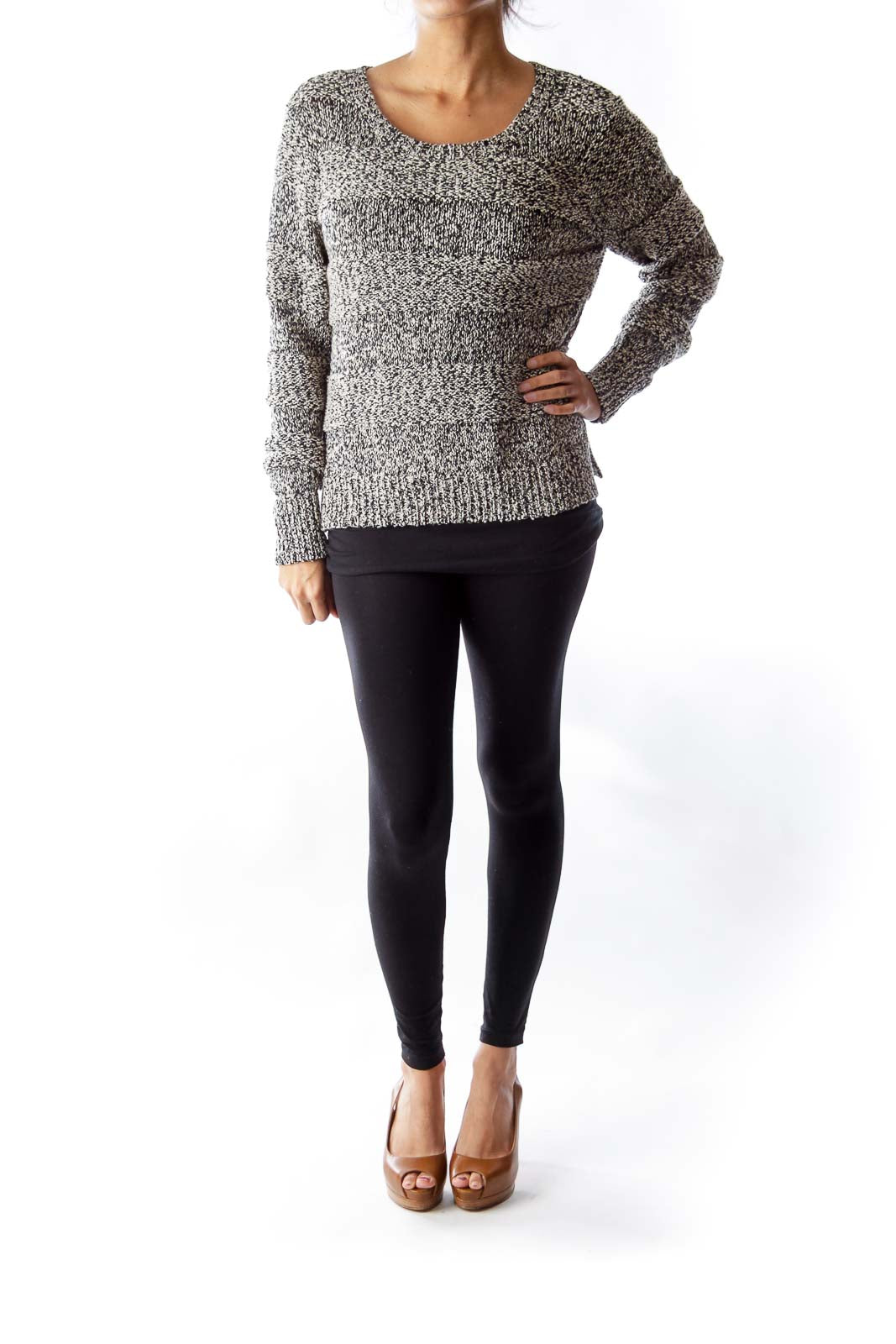 Black & Beige Knit Sweater