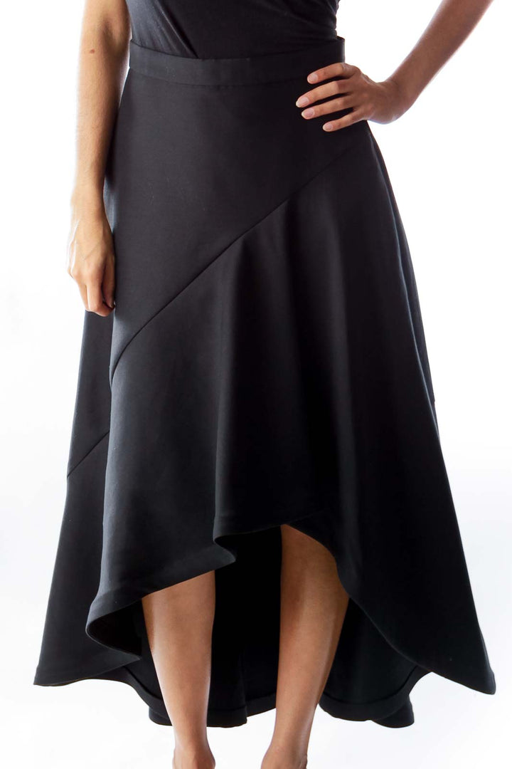 Black Ruffle Midi Skirt