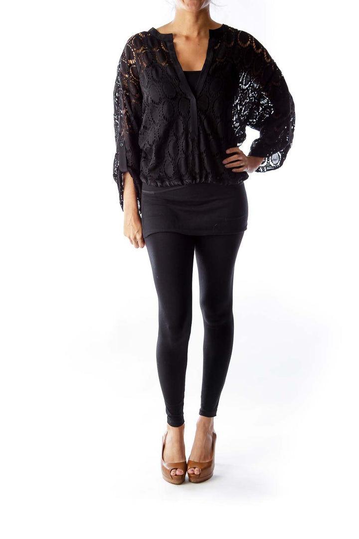 Black Lace Crop Shirt