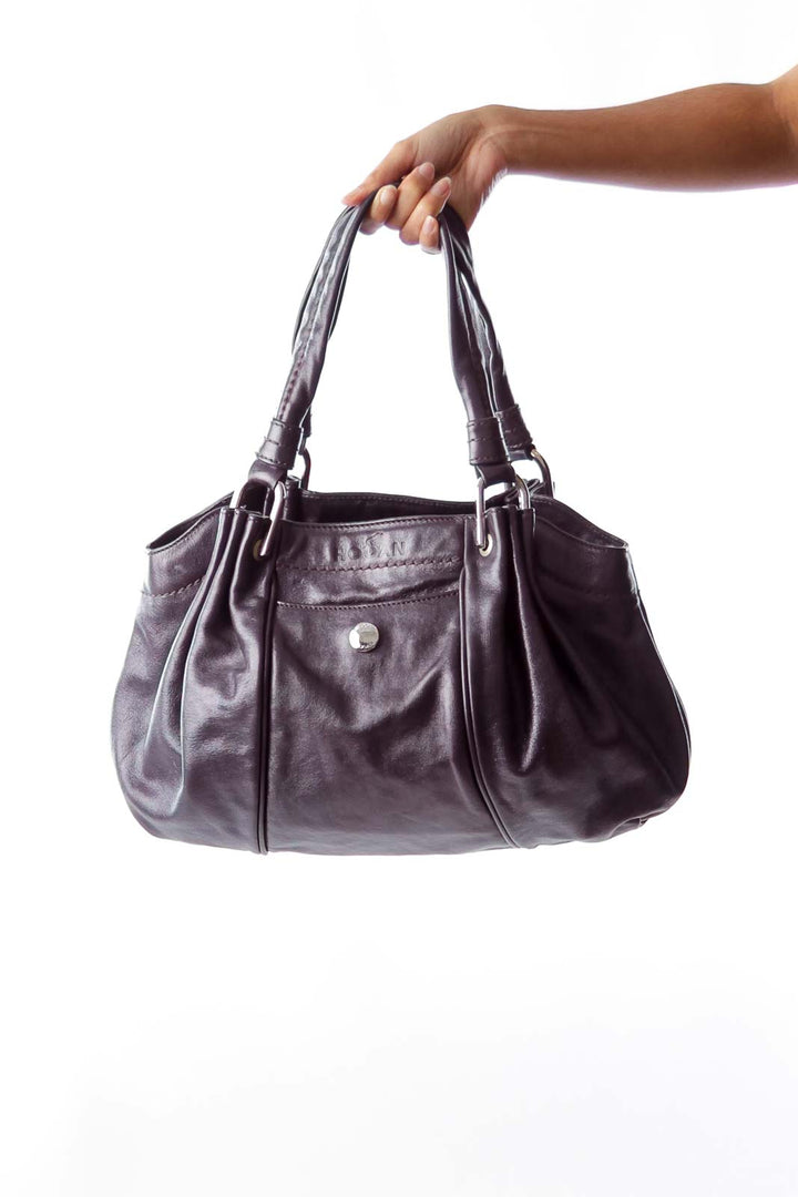 Plum Leather Shoulder Bag