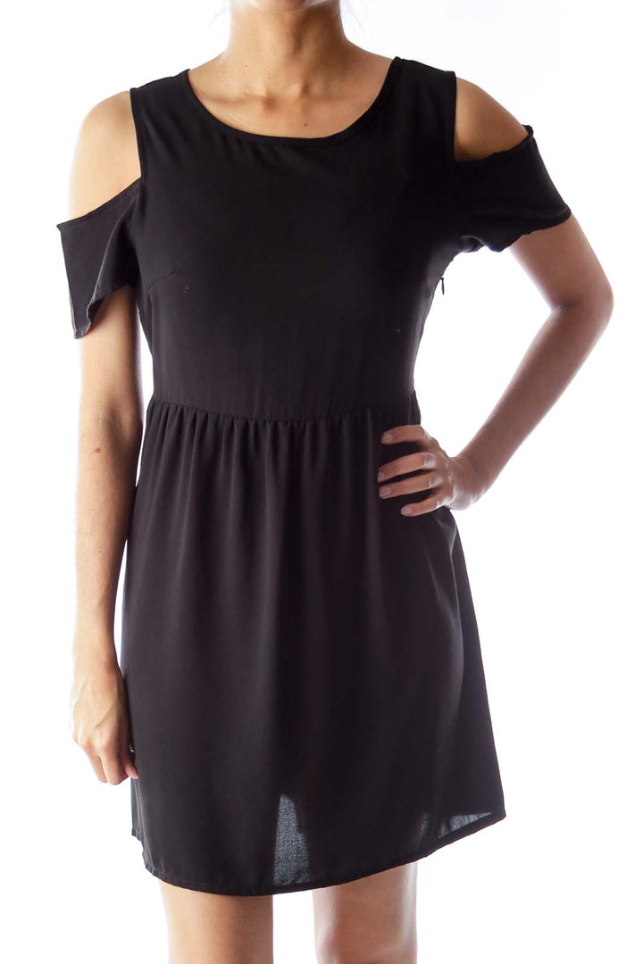 Black Open Shoulder Mini Dress