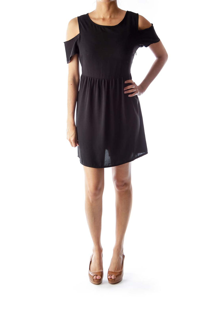 Black Open Shoulder Mini Dress