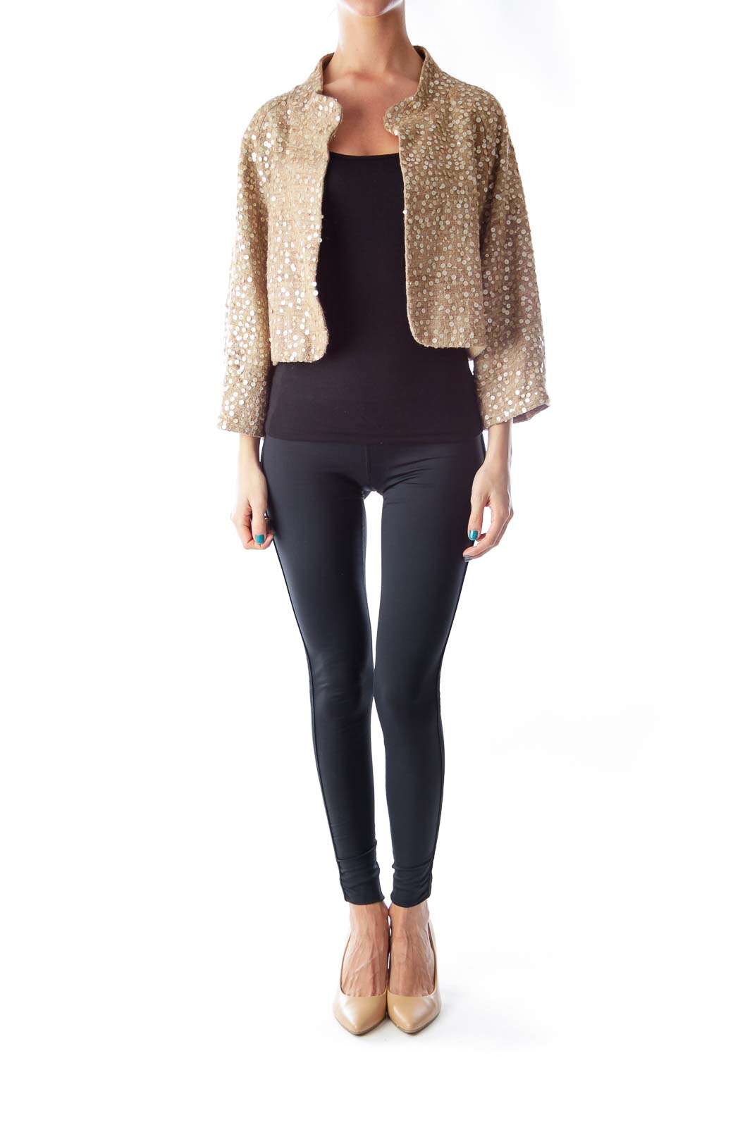 Gold Sequin Crop Jacket