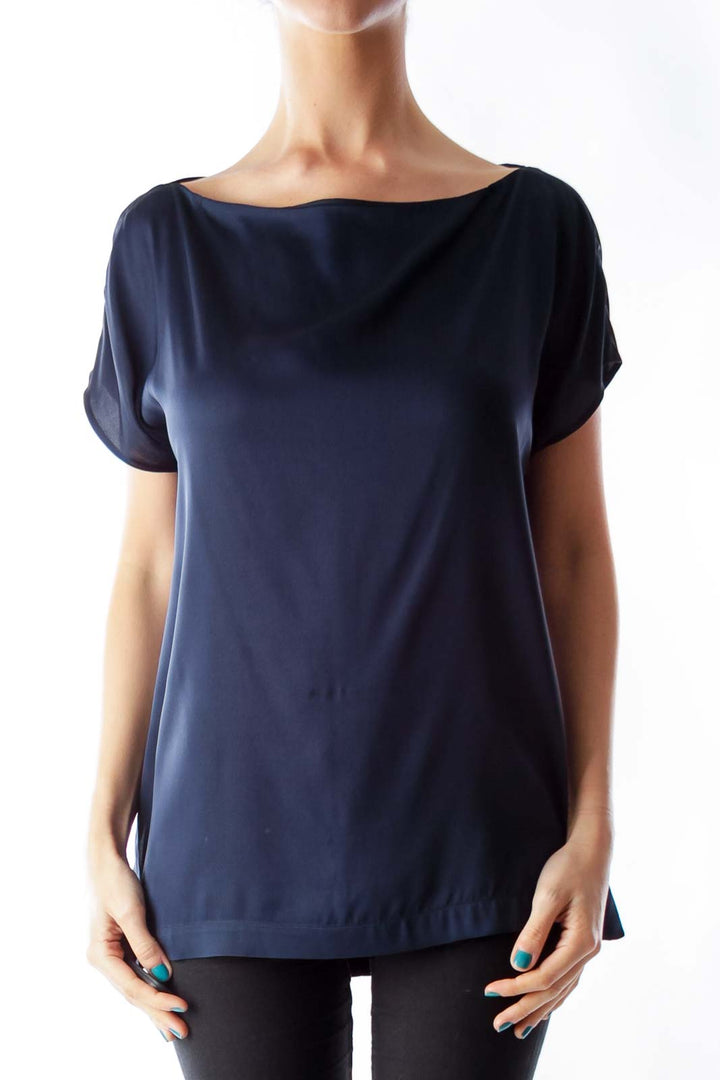 Navy Silk Blouse