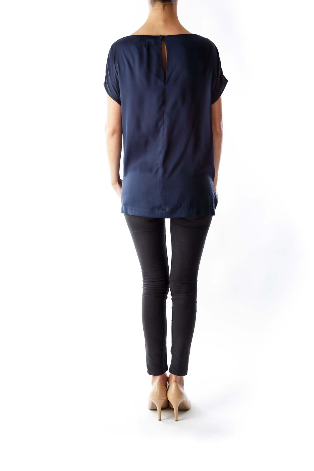 Navy Silk Blouse