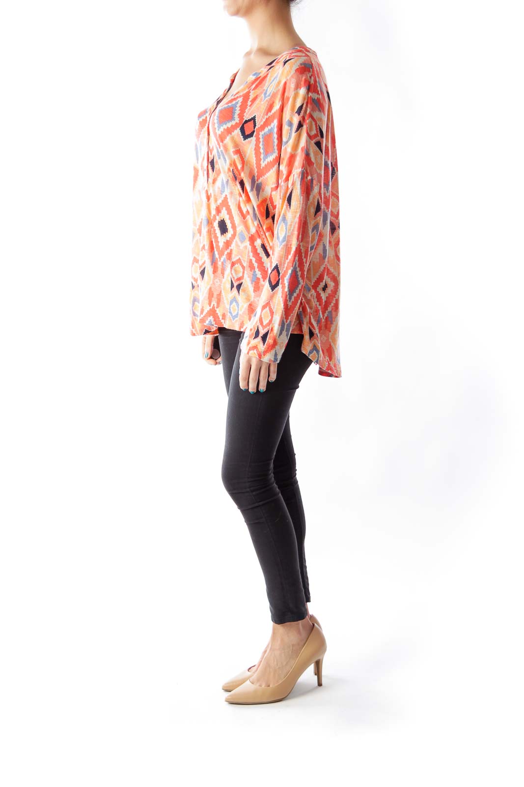 Orange Print Blouse