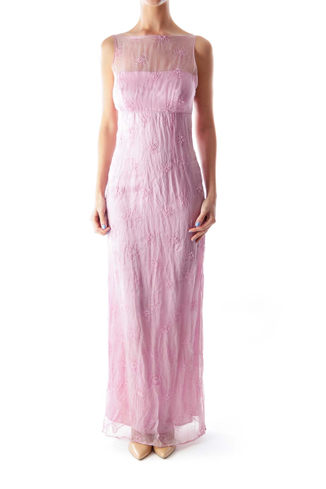 Pink Embroider Maxi Dress