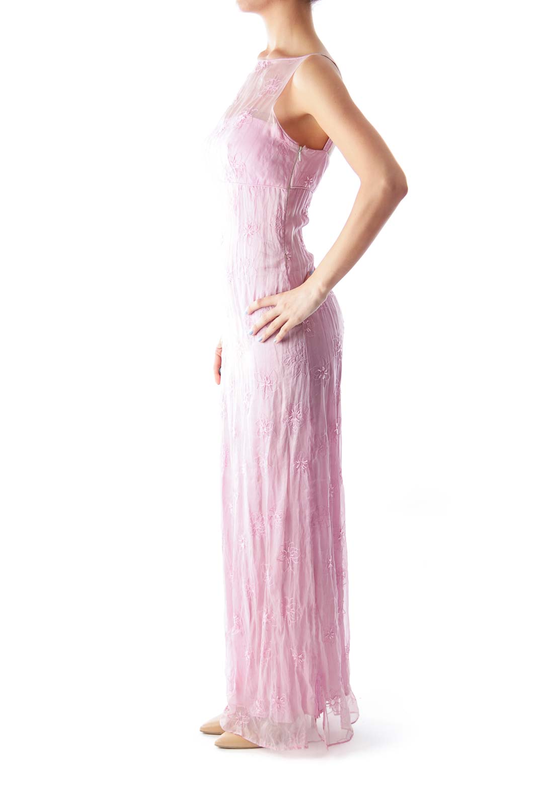 Pink Embroider Maxi Dress