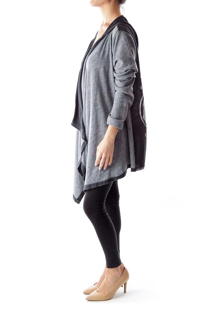 Gray Flower Textured Cardigan