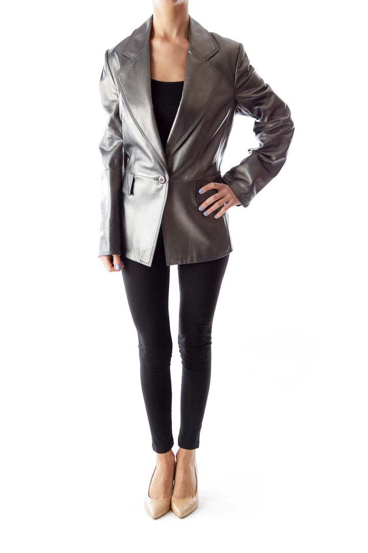 Silver Metallic Leather Jacket