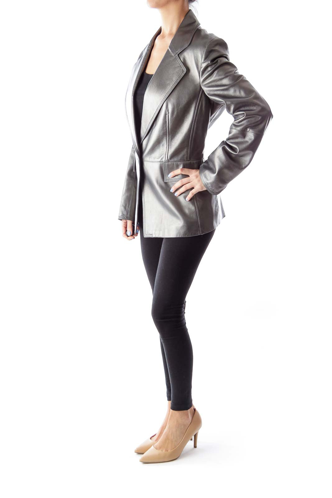 Silver Metallic Leather Jacket