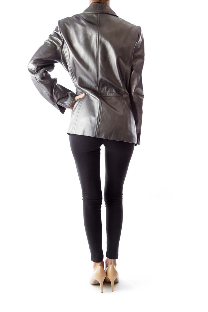 Silver Metallic Leather Jacket