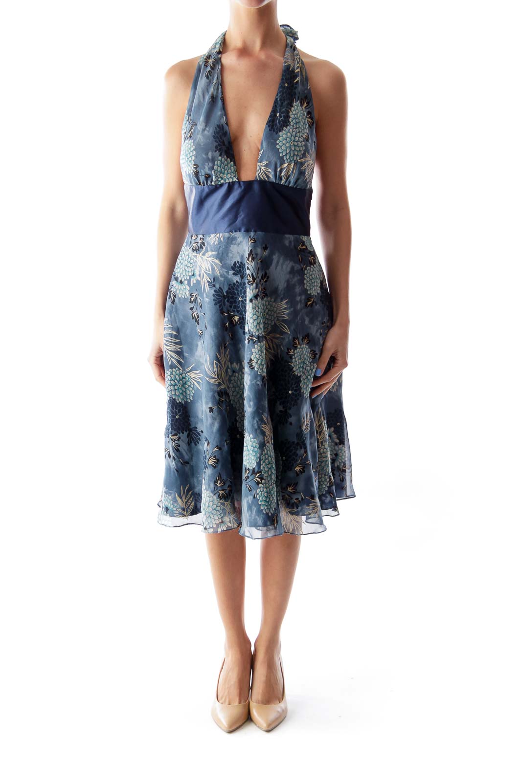 Blue Floral Print Dress