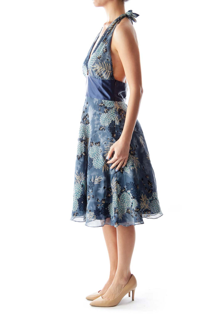 Blue Floral Print Dress