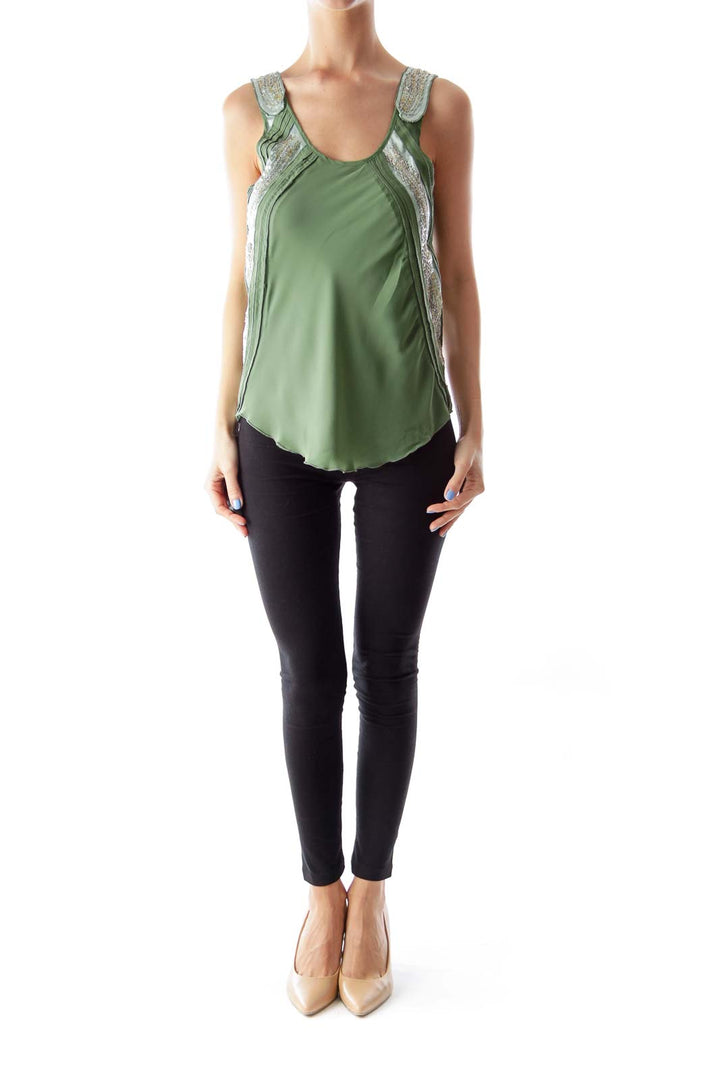 Green Embroider Top