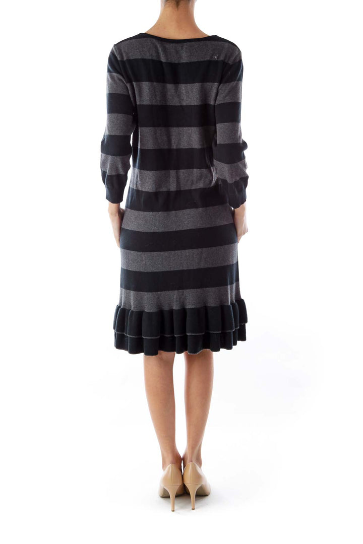 Black & Gray Stripe Knit Dress