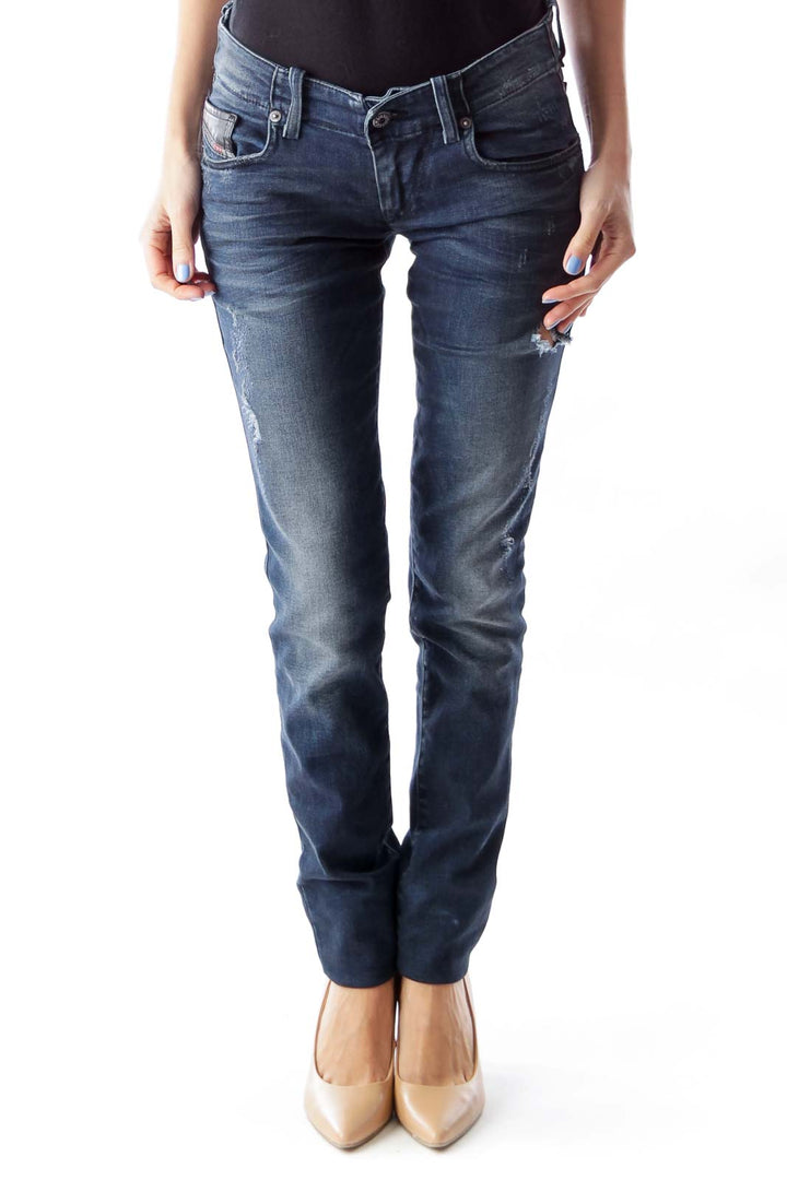 Blue Distressed Skinny Jeans