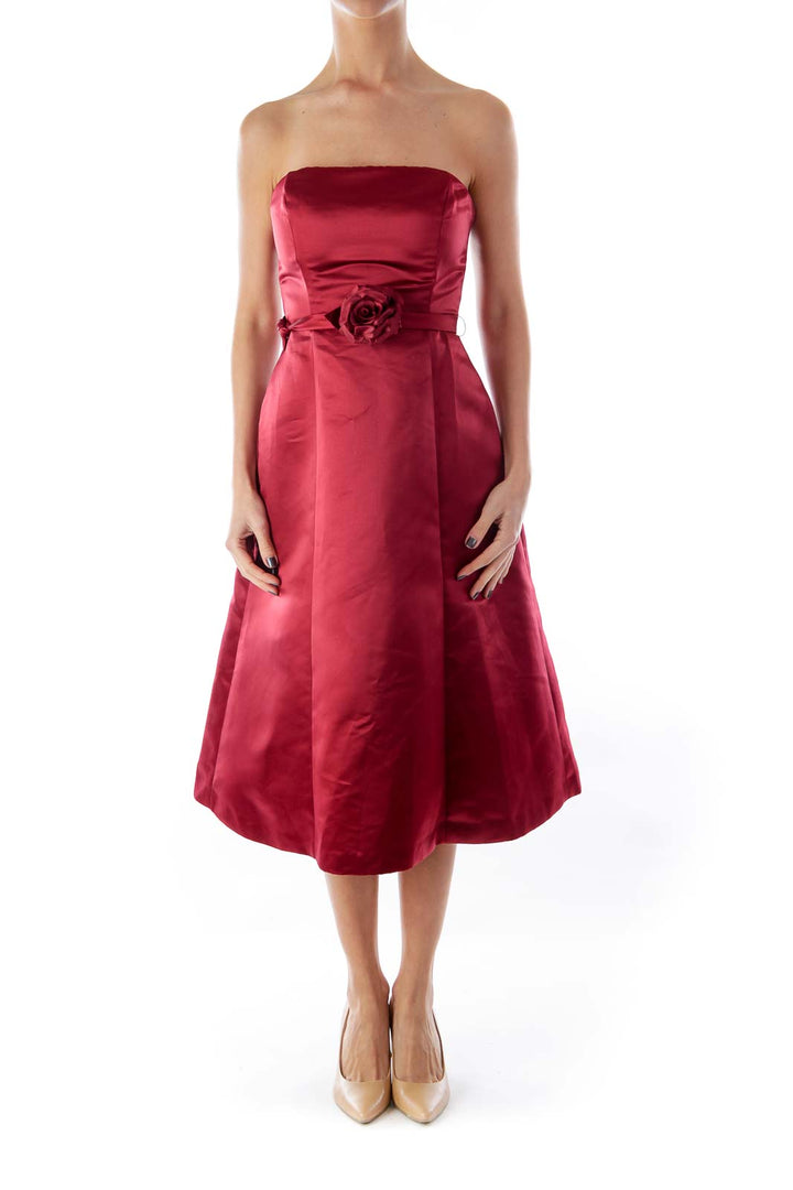 Burgundy A Line Dress