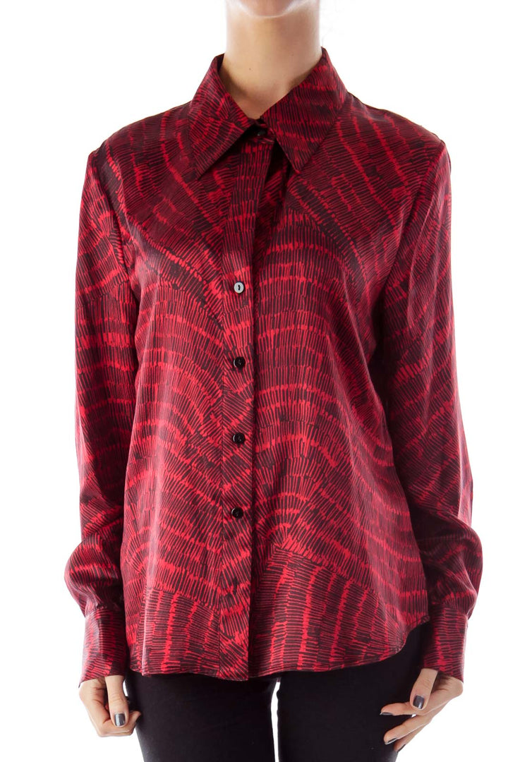 Red Print Blouse