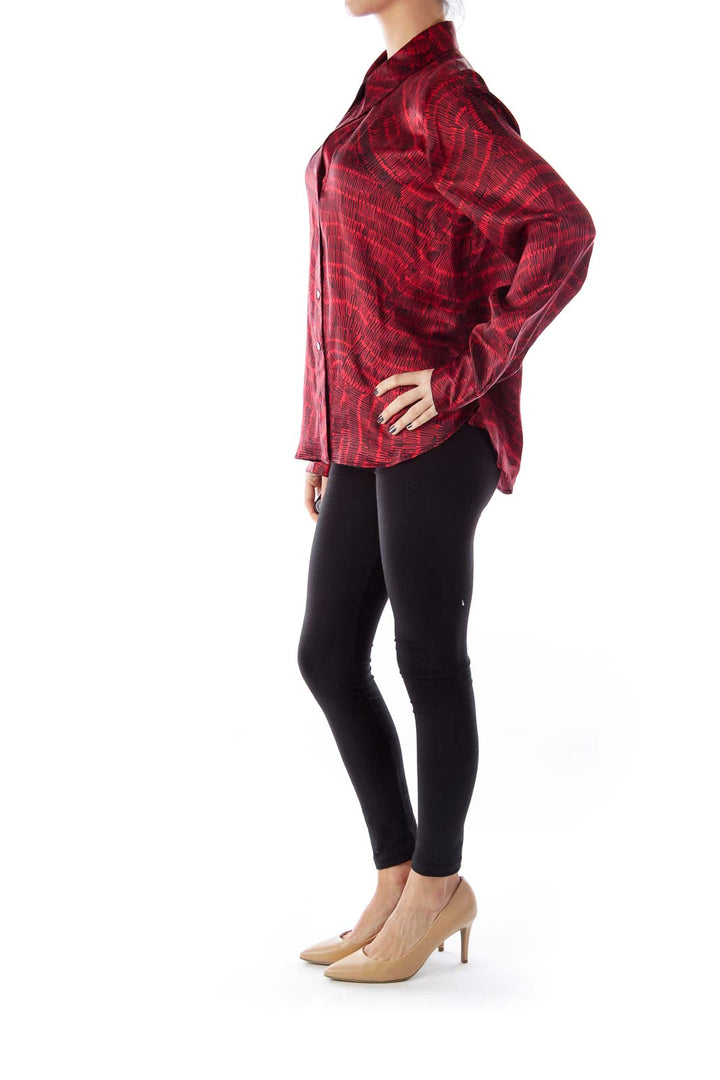 Red Print Blouse