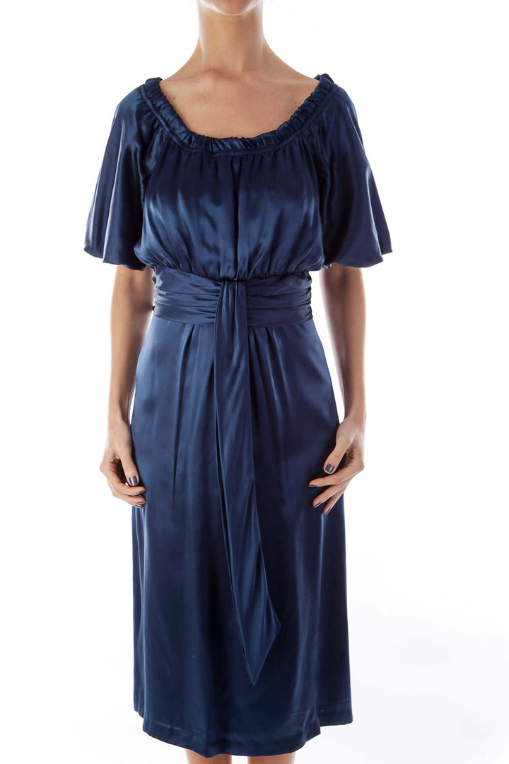 Blue Silk Empire Dress