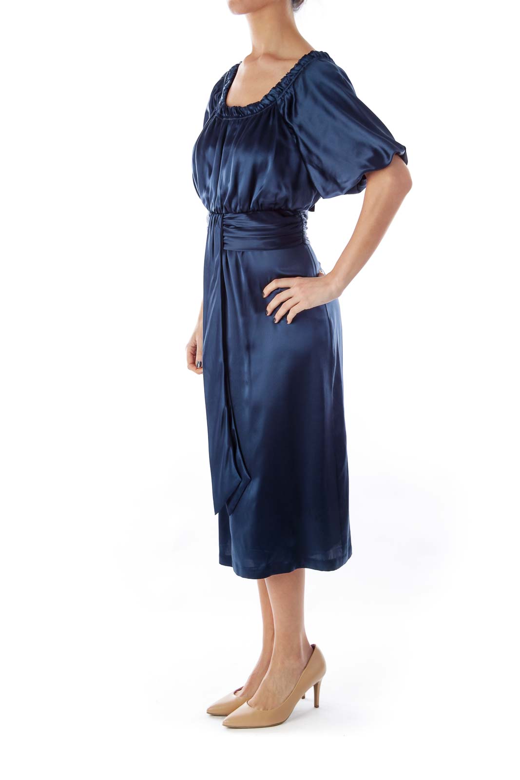 Blue Silk Empire Dress