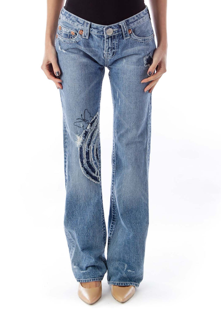 Light Blue Embroider Jeans