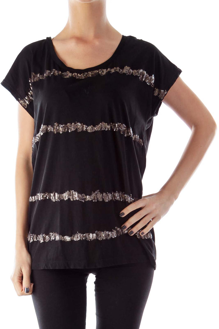 Black Sequin T-Shirt