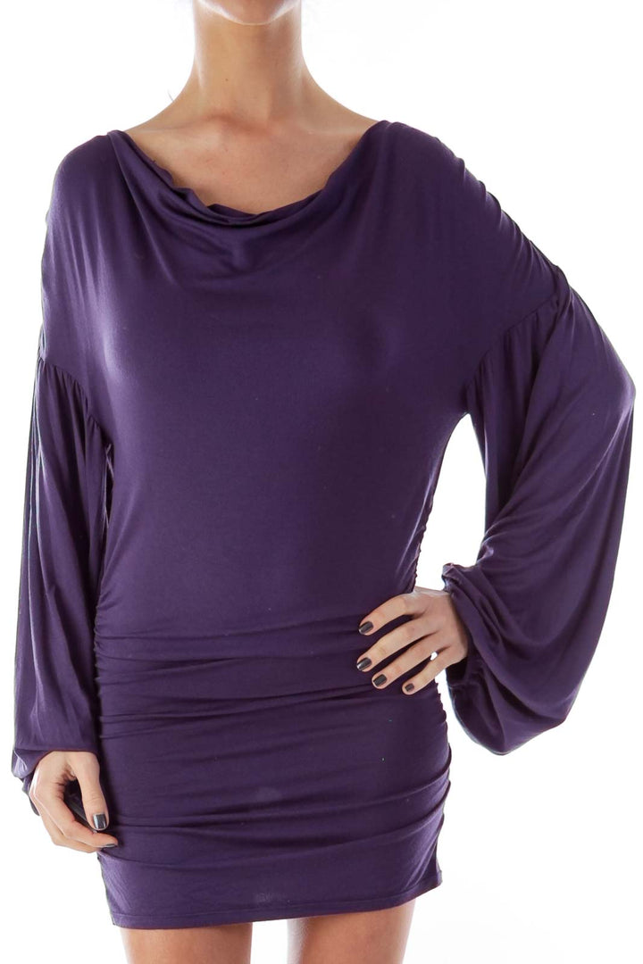 Purple Ruffle Side Dress