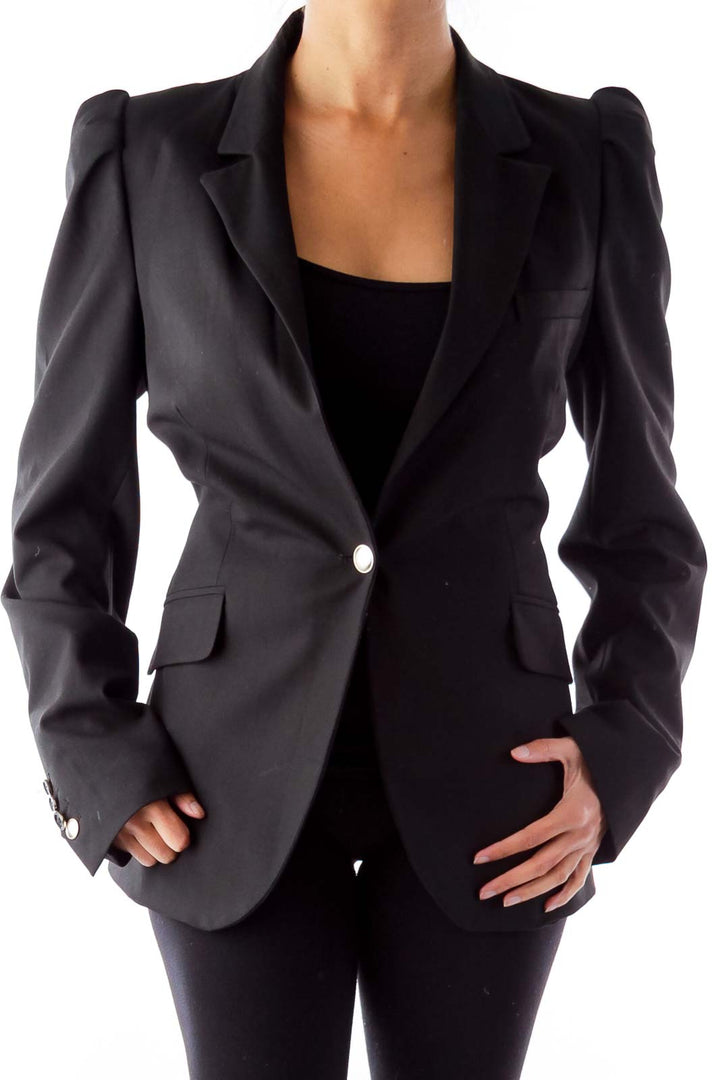 Black Puff Sleeve Blazer