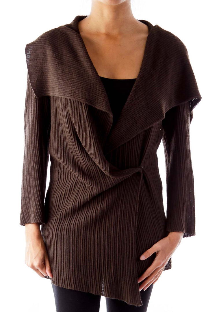 Brown Ruffle Knit Jacket