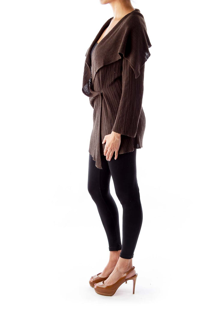 Brown Ruffle Knit Jacket