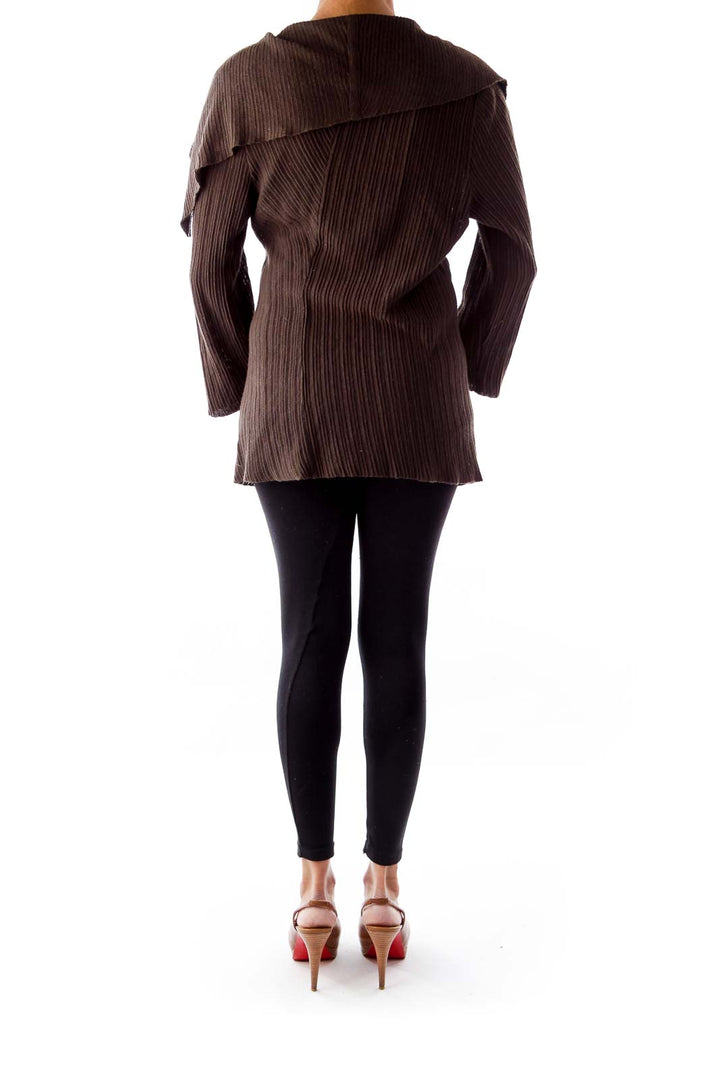 Brown Ruffle Knit Jacket