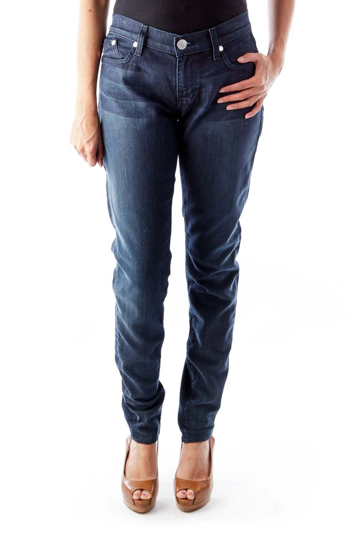 Dark Blue Skinny Zipper Jeans