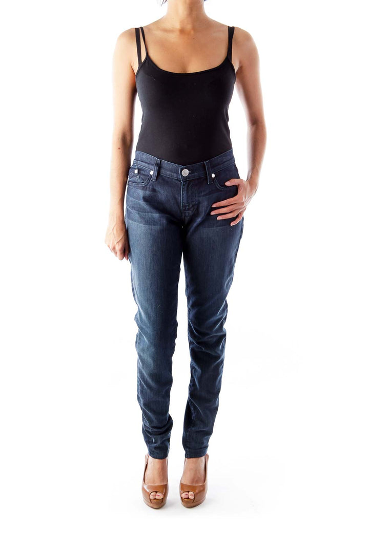 Dark Blue Skinny Zipper Jeans