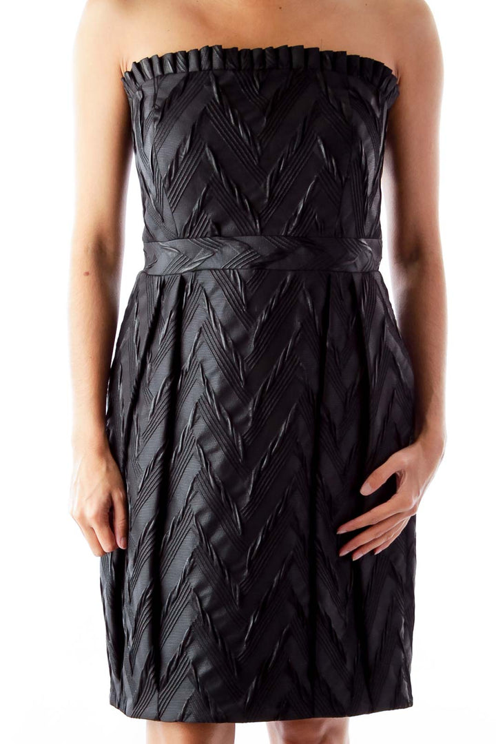 Black Brocade Strapless Dress