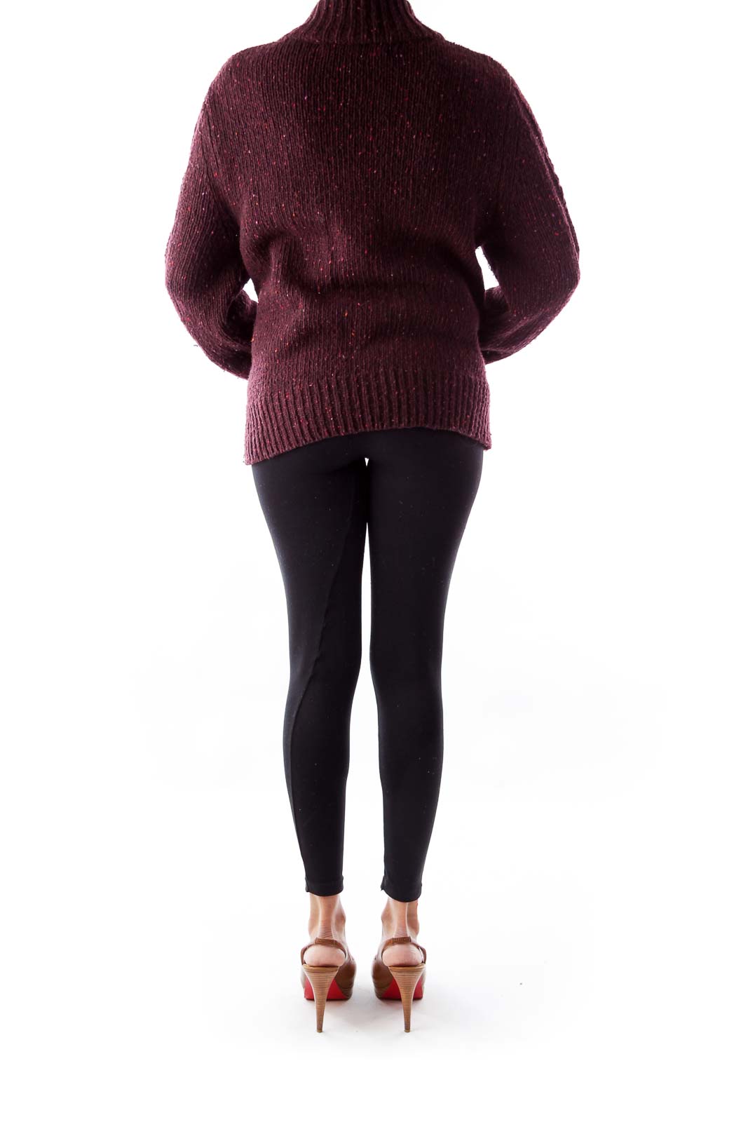 Burgundy Zipper Knit Jacket