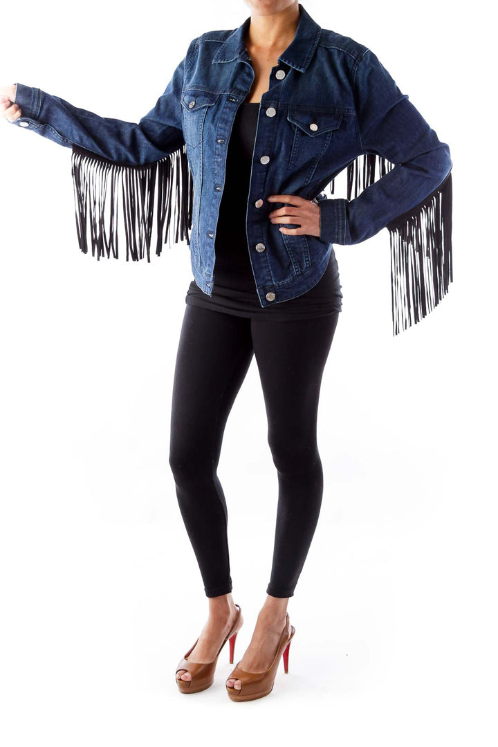 Blue Denim Fringe Jacket