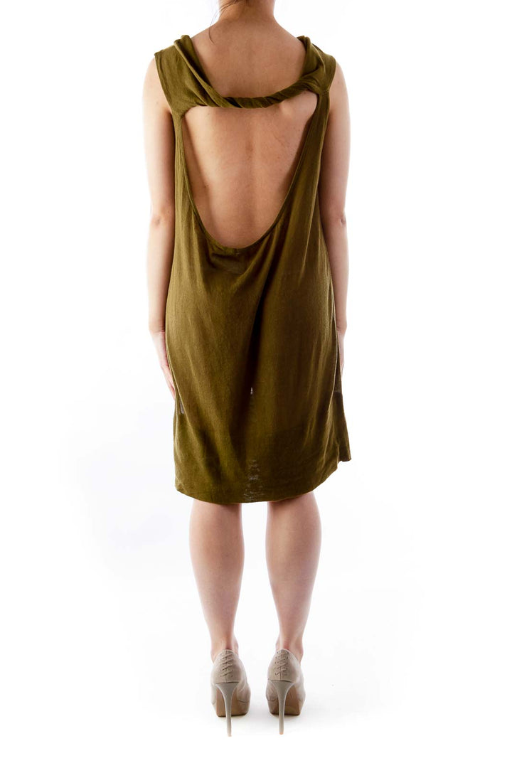 Army Green Open Back Shirt