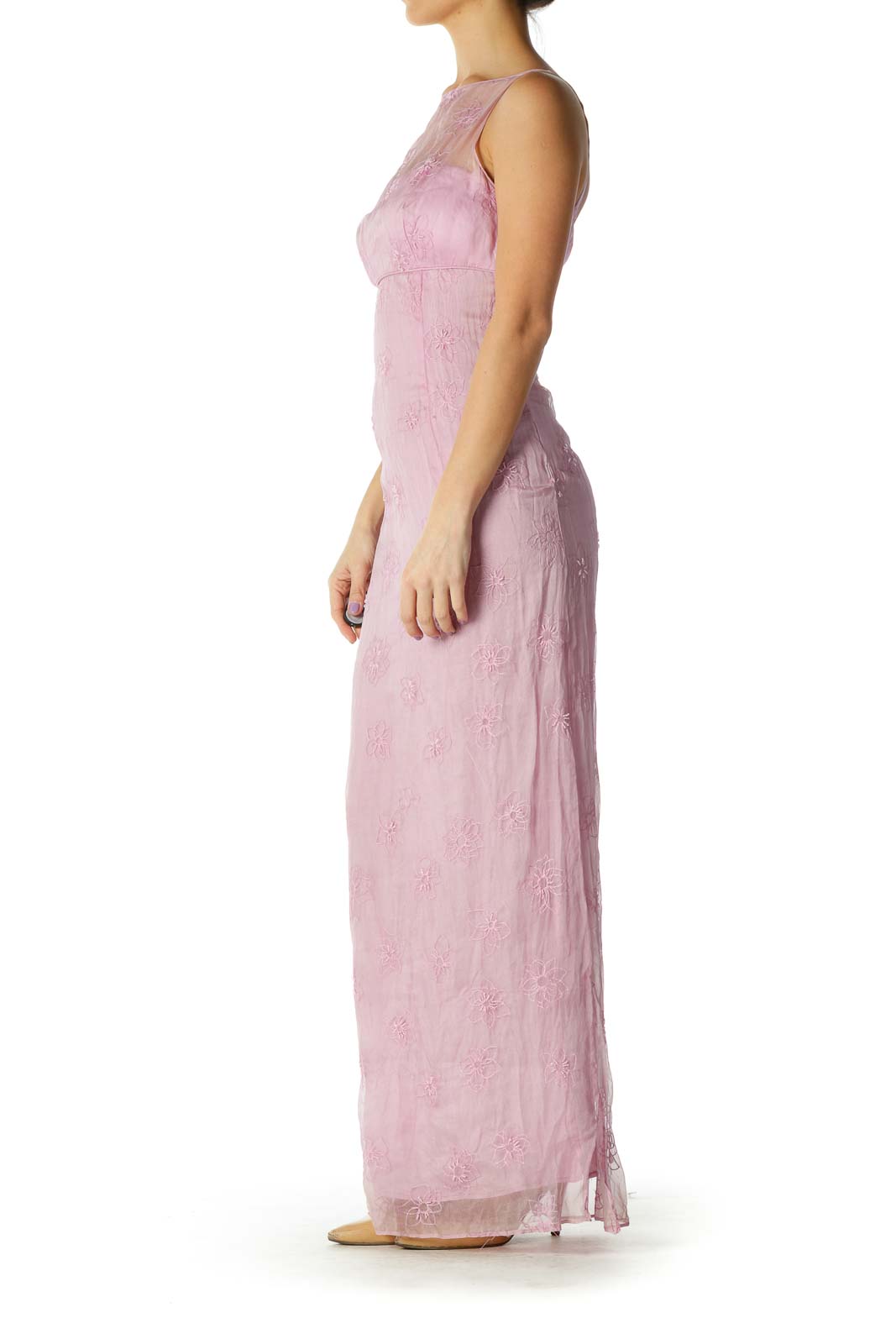 Pink Embroidered Maxi Dress