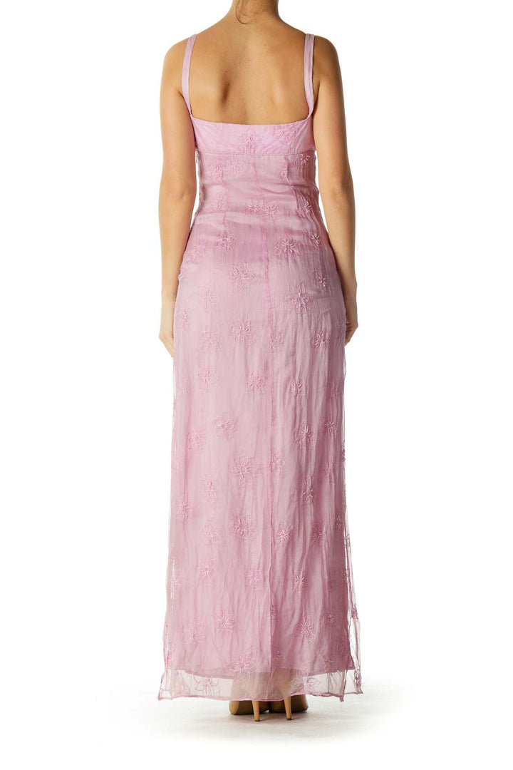 Pink Embroidered Maxi Dress