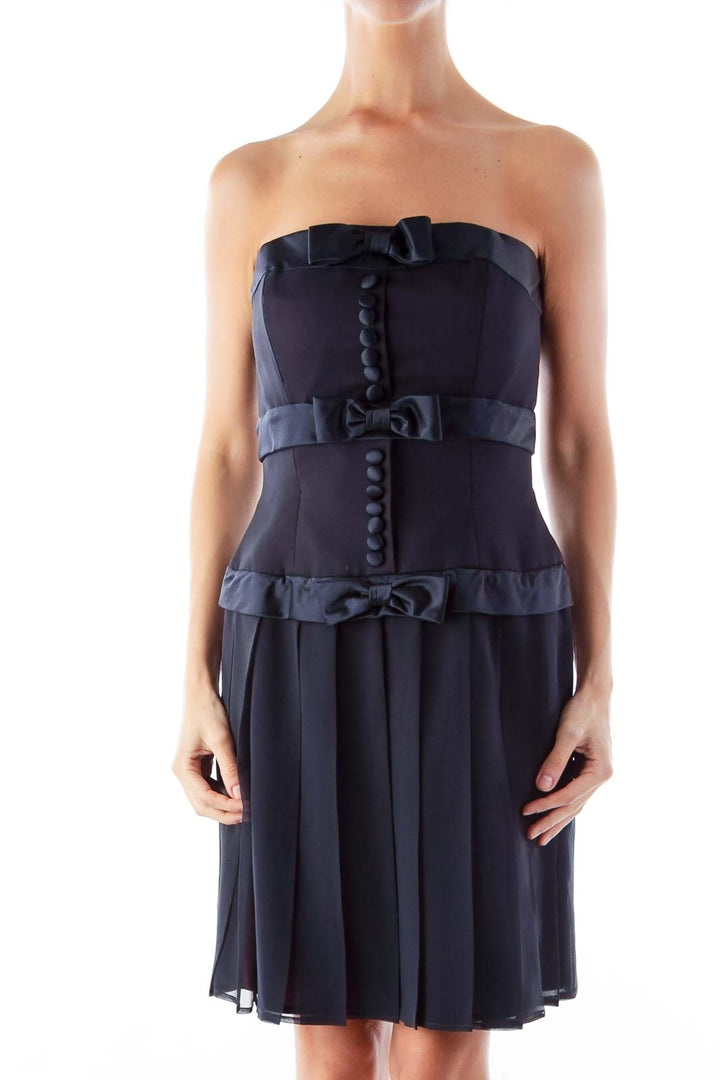 Navy Vintage Strapless Dress